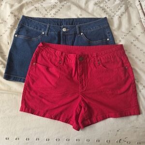 Faded Glory Women's Blue and Red Jean Shorts
